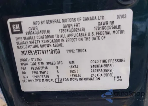 2004 GMC Sierra 1500 Sle from USA, damaged, VIN 2GTEK19T741110153